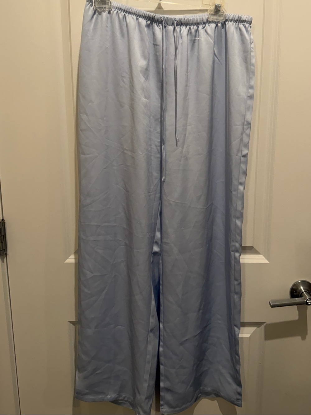 Aritzia Satin Wide-Leg Pant - Pale Blue - Picture 5 of 7